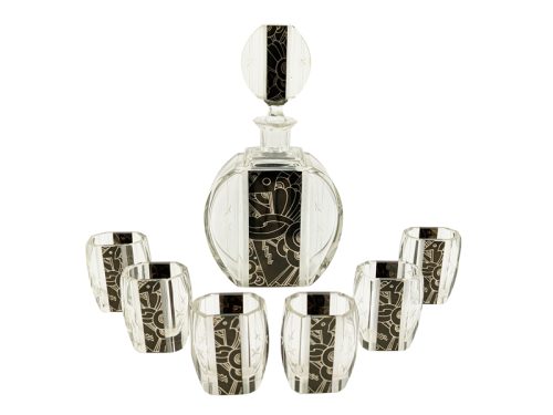 Decanter Set, Karel (Karl) Palda (attr. to), Wien, 1930s Grinded & Mirrored Glass