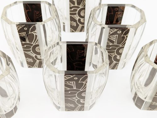 Decanter Set, Karel (Karl) Palda (attr. to), Wien, 1930s Grinded & Mirrored Glass