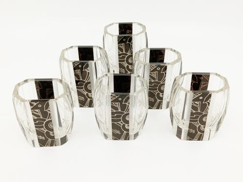 Decanter Set, Karel (Karl) Palda (attr. to), Wien, 1930s Grinded & Mirrored Glass