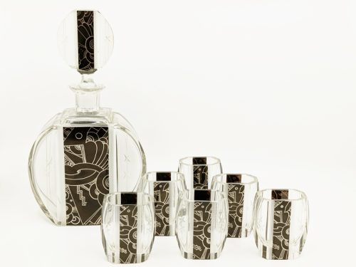 Decanter Set, Karel (Karl) Palda (attr. to), Wien, 1930s Grinded & Mirrored Glass