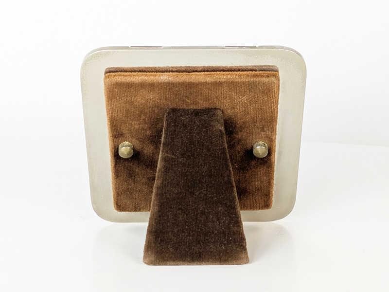 nickel plated metal & brown velvet 1970 picture frame Picture frame, Tommaso Barbi (attr. to), 1970s Nickel Plated Metal, Brass, Velvet, Plastic & Glass
