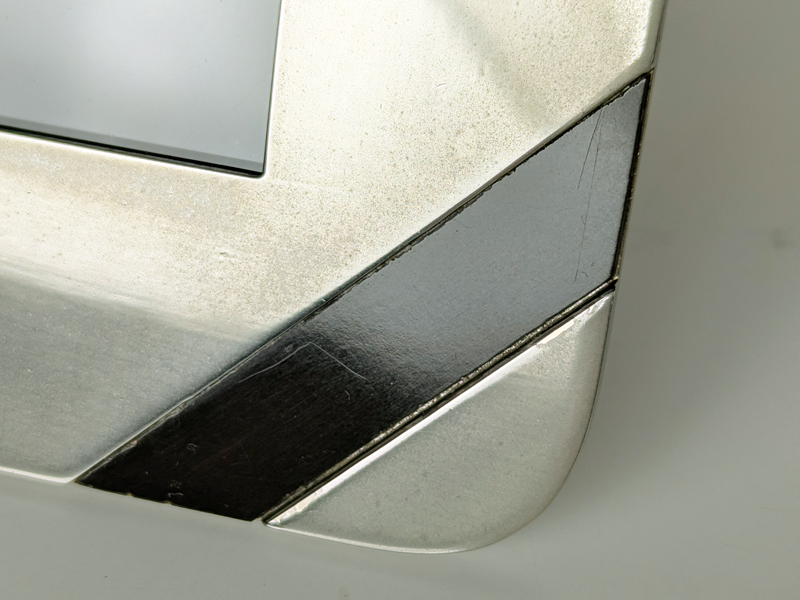 nickel plated metal & brown velvet 1970 picture frame_02 Picture frame, Tommaso Barbi (attr. to), 1970s Nickel Plated Metal, Brass, Velvet, Plastic & Glass