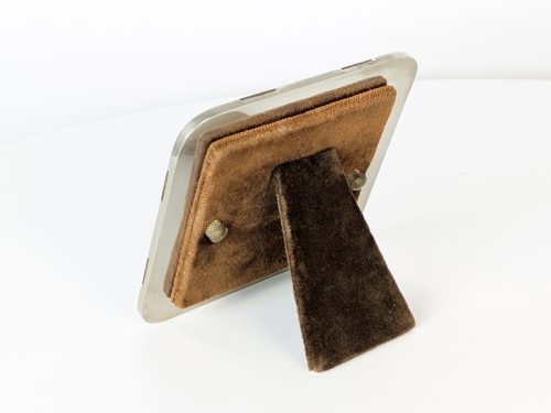 Picture frame, Tommaso Barbi (attr. to), 1970s Nickel Plated Metal, Brass, Velvet, Plastic & Glass