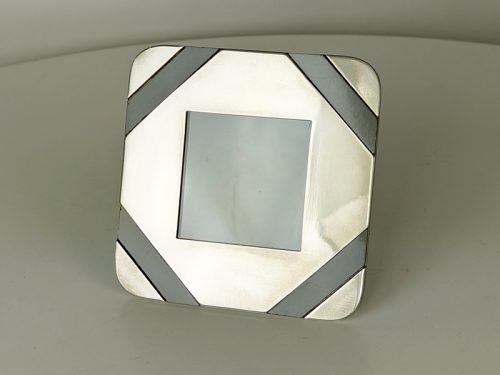 Picture frame, Tommaso Barbi (attr. to), 1970s Nickel Plated Metal, Brass, Velvet, Plastic & Glass