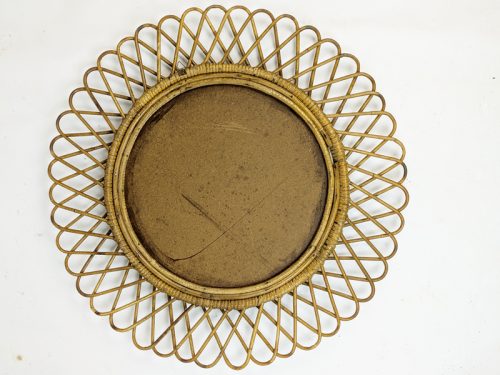 Rattan mirror, Italy, 1960s Rush, Rattan