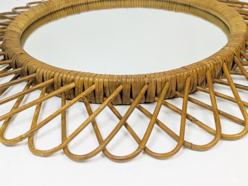 Rattan mirror, Italy, 1960s Rush, Rattan