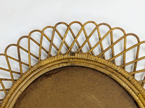 Rattan mirror, Italy, 1960s Rush, Rattan