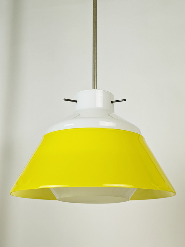 Yellow & white glass Mid century modern Pendant lamp_03 Pendant, Lighting