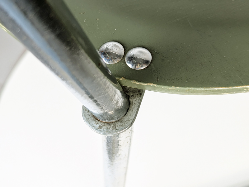 light green_Grey plywood & chrome plated metal 1930s rationalist chair_01 Rationalist chair, Switzerland, 1930s Painted Plywood & Chrome Plated Metal