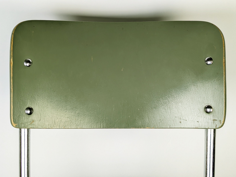 light green_Grey plywood & chrome plated metal 1930s rationalist chair_08 Rationalist chair, Switzerland, 1930s Painted Plywood & Chrome Plated Metal