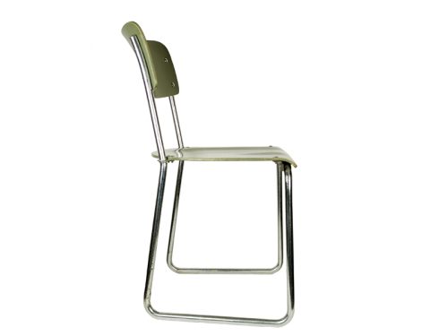 Rationalist chair, Switzerland, 1930s Painted Plywood & Chrome Plated Metal