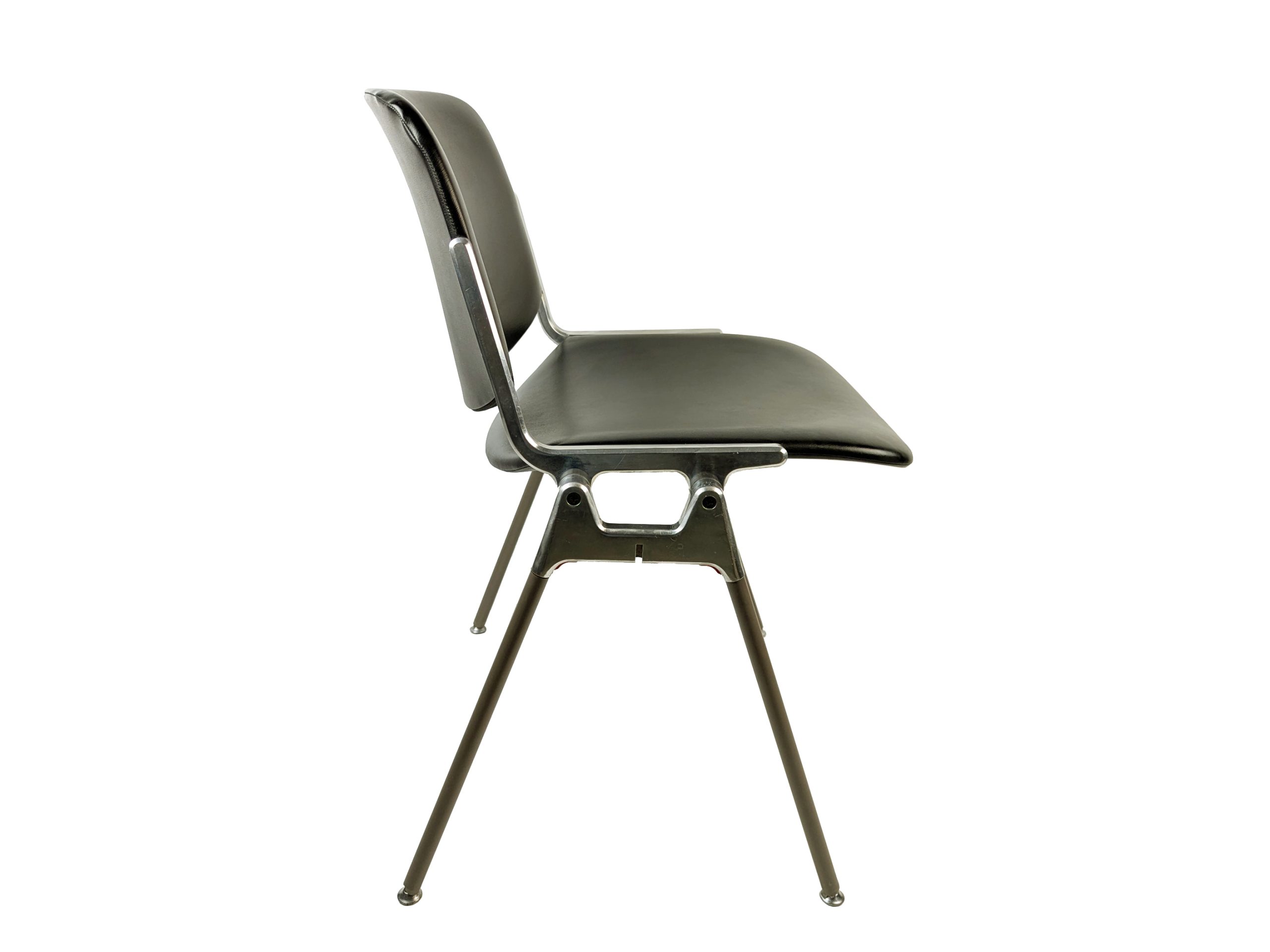 Aluminum, gray plastic & black skai 1970s office chair by anonima Castelli_12 DSC 106, Anonima Castelli, 1970s Skai, Aluminum, Plastic