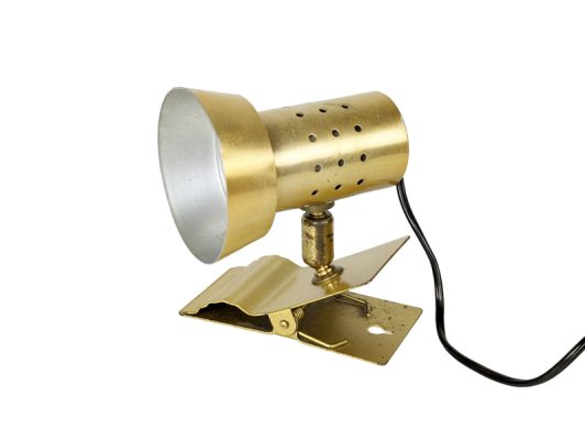 Adjustable clamp spotlight, Italy, 1960s Painted & Anodized Aluminum, Brass
