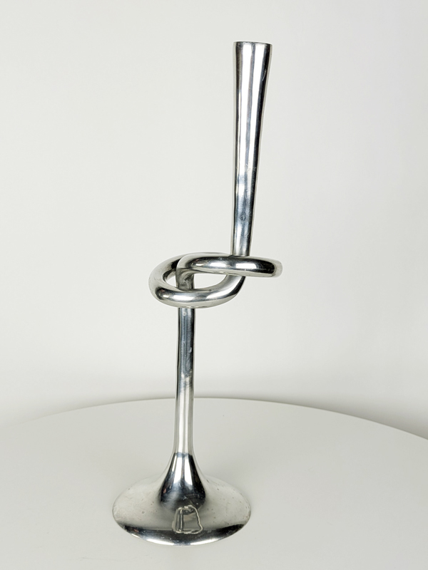 Italian aluminum brutalist 1960s candlestick Candle holder, Decoration
