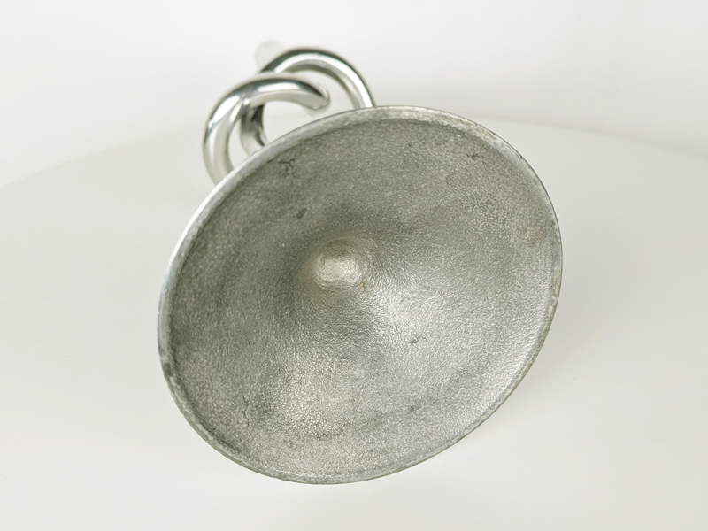 Italian aluminum brutalist 1960s candlestick_02 Candle holder, Decoration