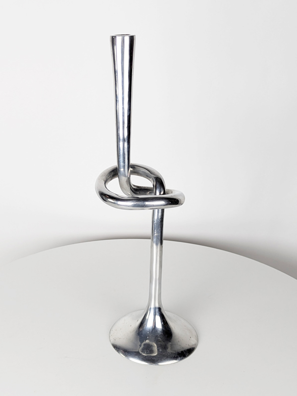 Italian aluminum brutalist 1960s candlestick_07 Candle holder, Decoration