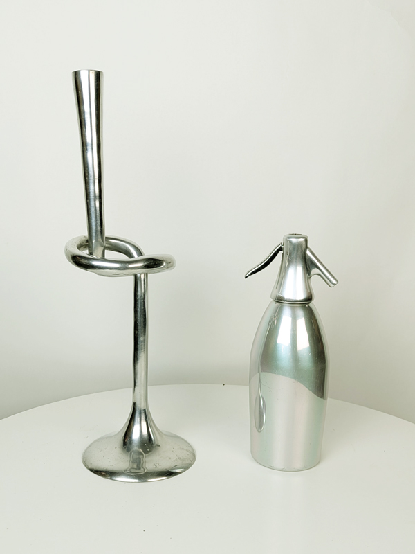 Italian aluminum brutalist 1960s candlestick_09 Candle holder, Decoration