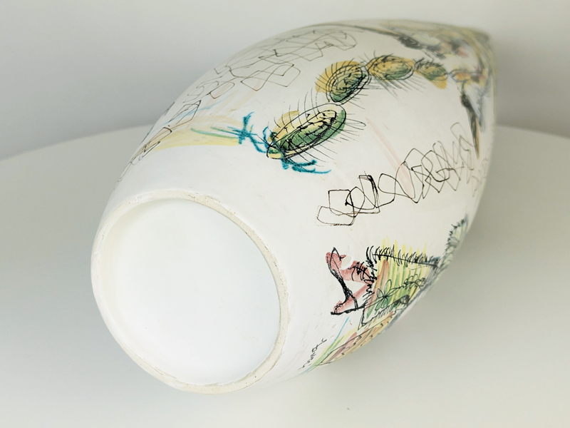 Italian large hand painted Mid CENTURY vase signed Bucci_01 Mariachi vase, Ceramic