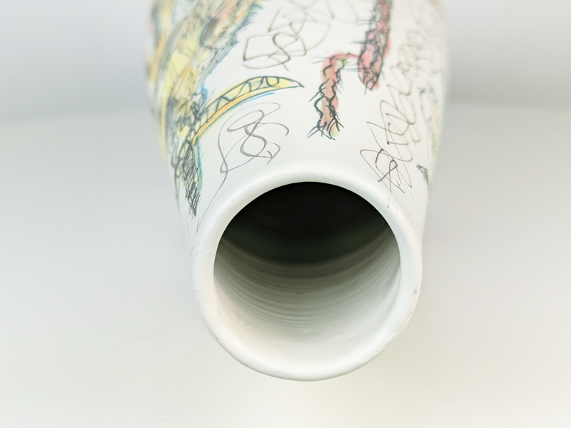 Italian large hand painted Mid CENTURY vase signed Bucci_02 Mariachi vase, Ceramic