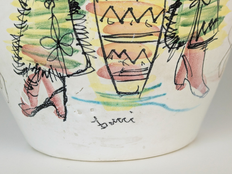 Italian large hand painted Mid CENTURY vase signed Bucci_06 Mariachi vase, Ceramic