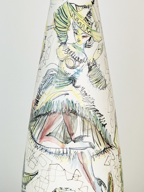 Italian large hand painted Mid CENTURY vase signed Bucci_12 Mariachi vase, Ceramic