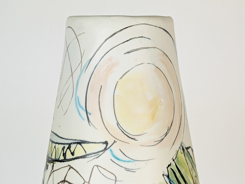 Italian large hand painted Mid CENTURY vase signed Bucci_14 Mariachi vase, Ceramic
