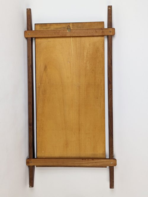 Wall mirror, Italy, 1960s Teak Wood, Mirrored Glass & Metal