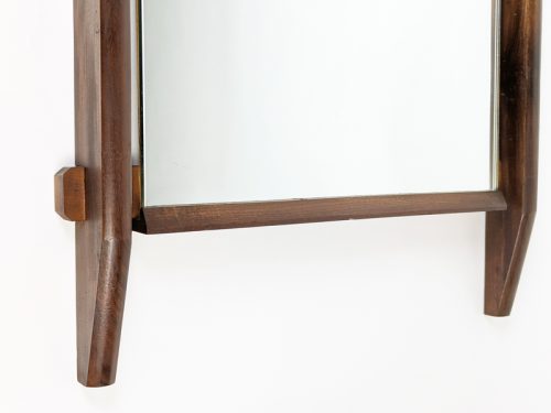 Wall mirror, Italy, 1960s Teak Wood, Mirrored Glass & Metal