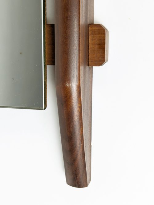 Wall mirror, Italy, 1960s Teak Wood, Mirrored Glass & Metal