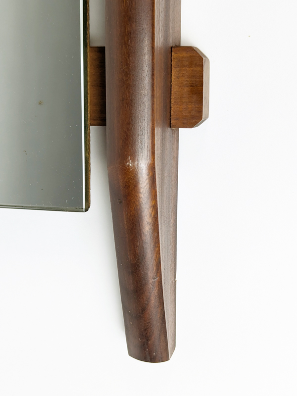 Italian teakwood & mirrored glass 1960s wall mirror_06 Wall mirror, Italy, 1960s Teak Wood, Mirrored Glass & Metal