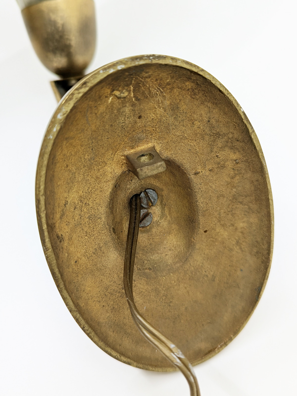 Murano glass shade & brass art deco 1930s sconces_01 Art deco sconces, Italy, 1930s Murano Glass, Brass