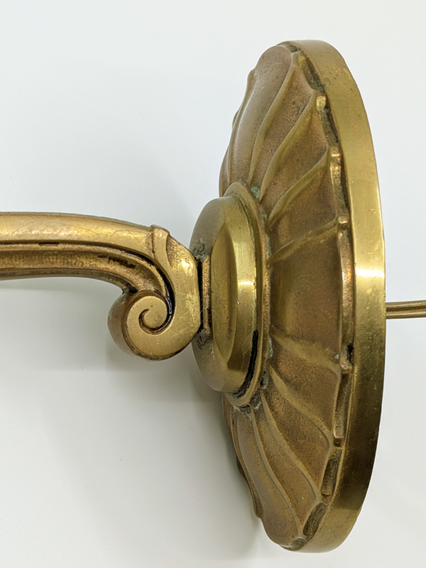 Murano glass shade & brass art deco 1930s sconces_05 Art deco sconces, Italy, 1930s Murano Glass, Brass