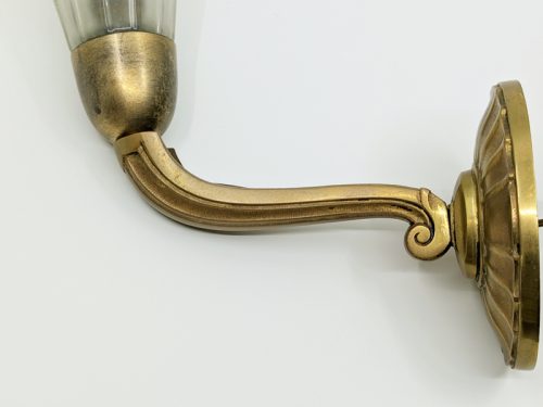 Art deco sconces, Italy, 1930s Murano Glass, Brass
