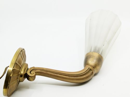 Art deco sconces, Italy, 1930s Murano Glass, Brass