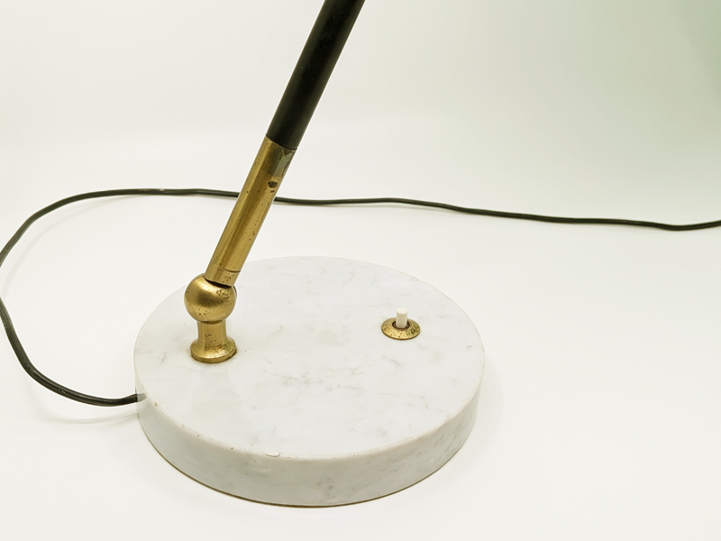 green perspex brass & white marble 1960s table lamp by Stilux Table lamp, Stilux Milano, Italy 1960s Marble, brass, Perspex