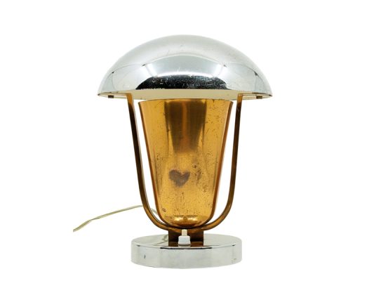 Table lamp, Italy, 1930s Chrome-Plated & Painted Metal, Brass, Copper