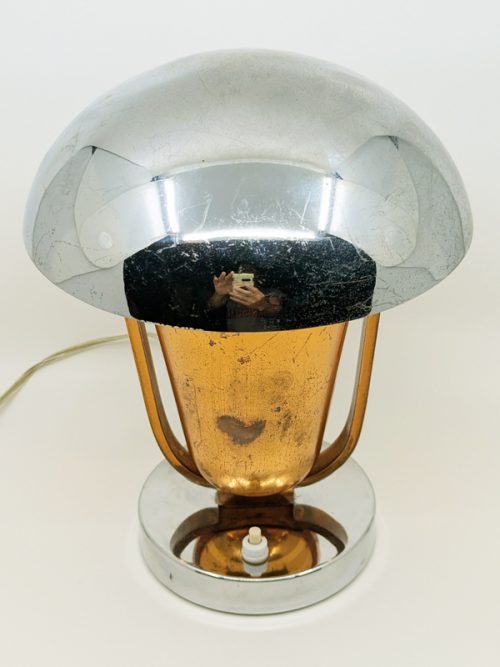 Table lamp, Italy, 1930s Chrome-Plated & Painted Metal, Brass, Copper