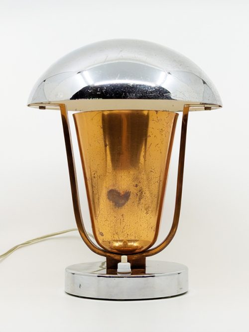 Table lamp, Italy, 1930s Chrome-Plated & Painted Metal, Brass, Copper