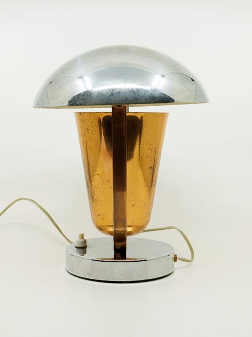 Table lamp, Italy, 1930s Chrome-Plated & Painted Metal, Brass, Copper