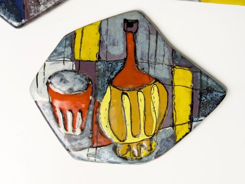 Decorative tiles, La Pavona Faenza, 1960s Painted & Glazed Ceramic