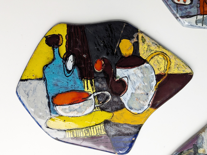 multicolored and decorative ceramic 1960 plaques by Faenza_01 Decorative tiles, La Pavona Faenza, 1960s Painted & Glazed Ceramic