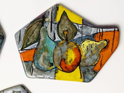 Decorative tiles, La Pavona Faenza, 1960s Painted & Glazed Ceramic