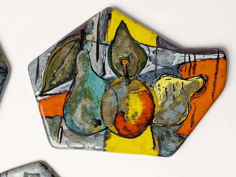multicolored and decorative ceramic 1960 plaques by Faenza_03 Decorative tiles, La Pavona Faenza, 1960s Painted & Glazed Ceramic