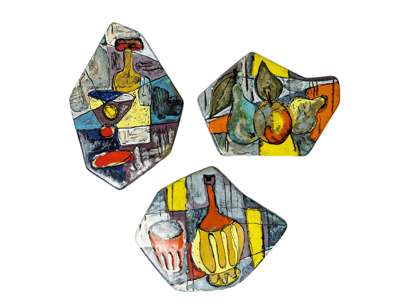 multicolored and decorative ceramic 1960 plaques by Faenza_04 Decorative tiles, La Pavona Faenza, 1960s Painted & Glazed Ceramic