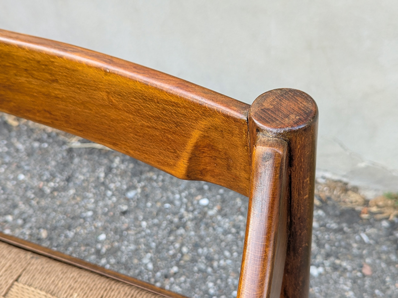 Walnut & rope 1960s bench by Cassina