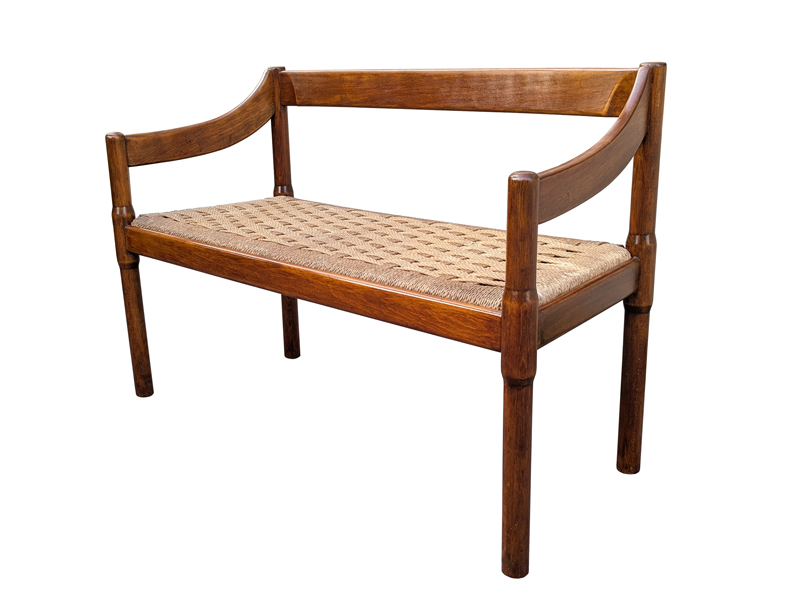 Walnut & rope 1960s bench by Cassina_03