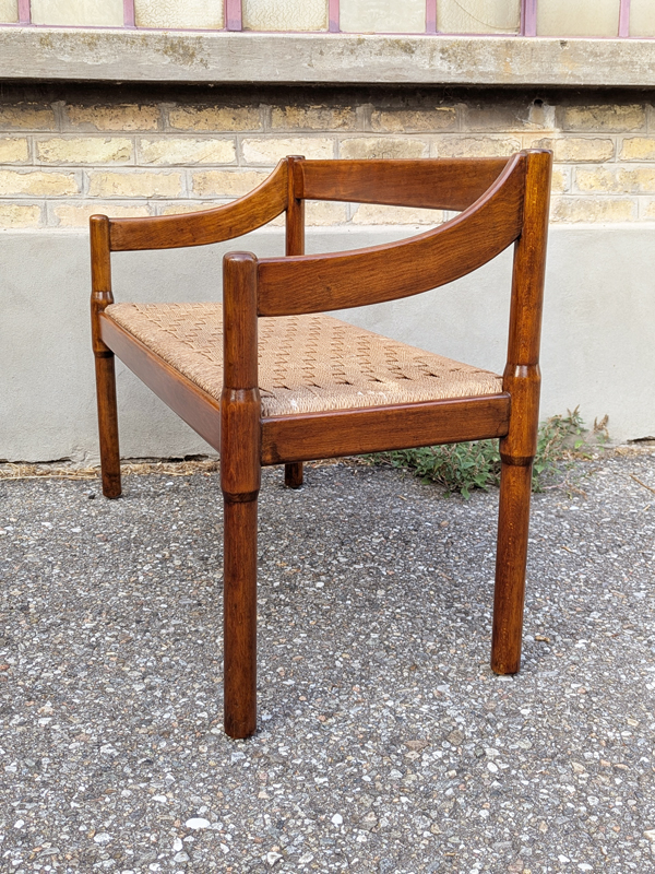 Walnut & rope 1960s bench by Cassina_04