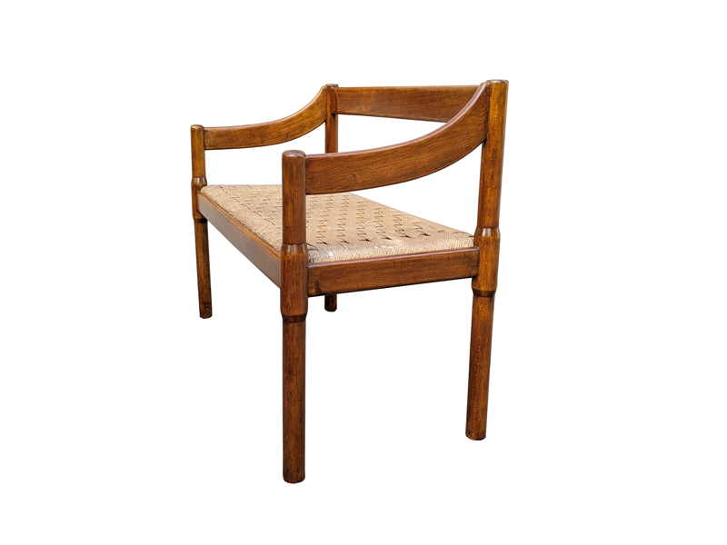 Walnut & rope 1960s bench by Cassina_05
