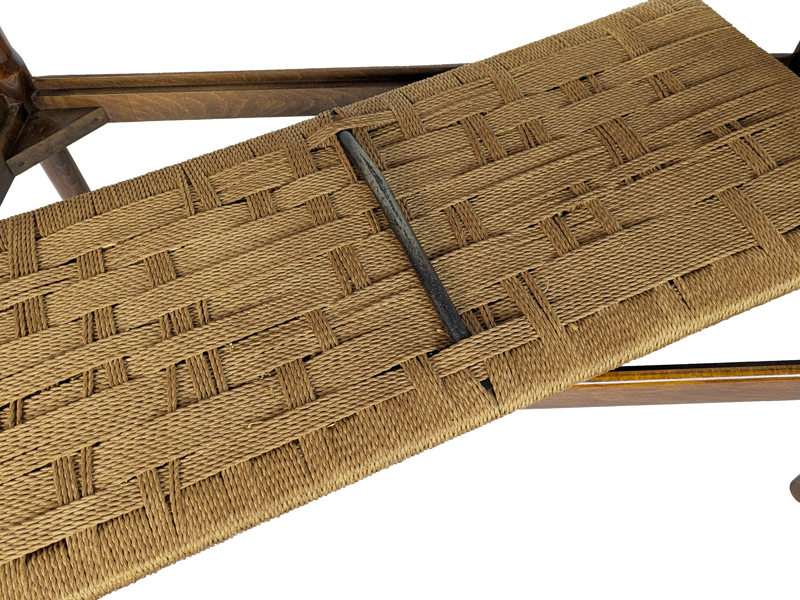 Walnut & rope 1960s bench by Cassina_09