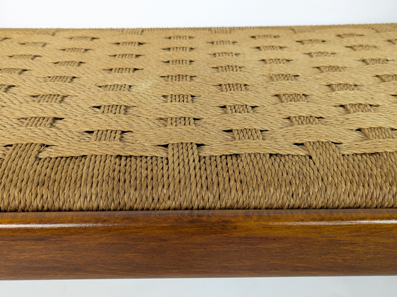 Walnut & rope 1960s bench by Cassina_12
